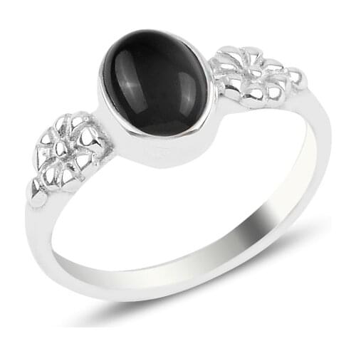 Silver 925 Sterling Onyx Engagement Ring