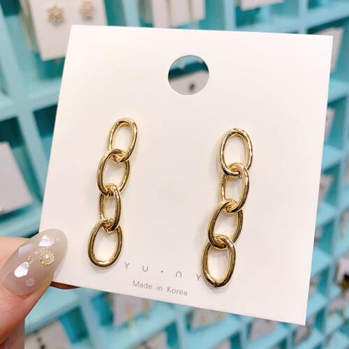 Korean style chain earrings women fashion exaggerated temperament earrings simple fashion high-end elegant earrings