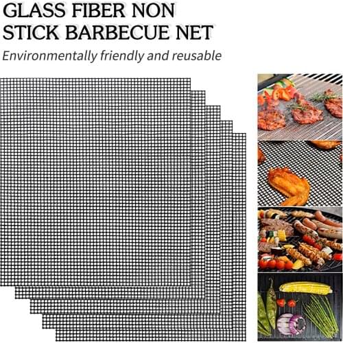 BBQ Mesh Heat-Resistant Daking Pan Mat Hollow Grid Grilling High Temperature Baking Sheet Barbecue Net Reusable Easy to Clean