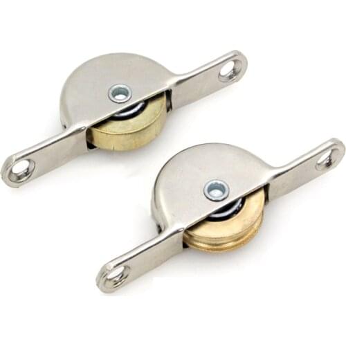 2Pcs Sliding Door pulley Mute Single Pure copper Sliding Roller Pulley Wheel Flat/Concave Wheel Vintage Windows Sliding Rollers