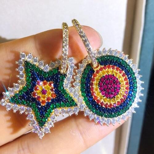 Missvikki Gorgeous Shiny Round Star Drop Earrings for Women Girl Bridal Wedding Fashion Birthday christmas Gift High Quality