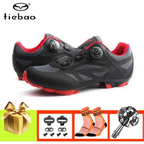 Tiebao cycling sneakers men breathable mountain bike shoes MTB spd pedals outdoor self-locking superstar riding bicycle shoes