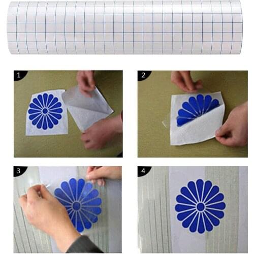 Vinyl Transfer Tape Roll (12” x 3.28 Feet) Clear Vinyl Transfer Paper for Silhouette Cameo Crafts w/ Blue Alignment Grid