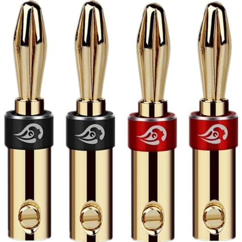 4mm Speaker Banana Plugs Cable Wire Adapters Gold Plating Male Plug For Audio Video Binding Post Terminal Banana Connectors Hifi