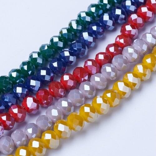 10 Strand Electroplate Faceted Glass Beads 4/6/8mm Pearl Luster Plated Style For Jewelry making DIY Bracelet Necklace Accessorie