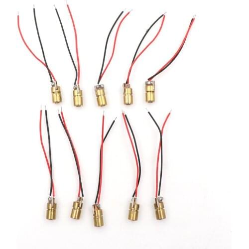 10Pcs Adjustable Laser Dot Diode Module Red Copper Head Laser Diode 650nm 6mm 3/5V 5 Million Watt Power Tool Accessories