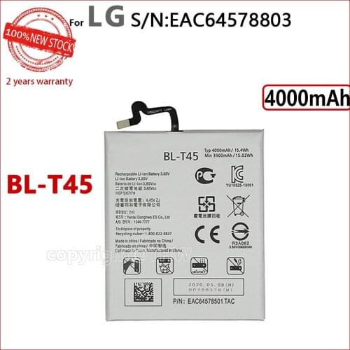 100% Genuine BL-T45 New Battery For LG S/N:EAC64578803 4000mAh Mobile Phone Original High Quality Batteries