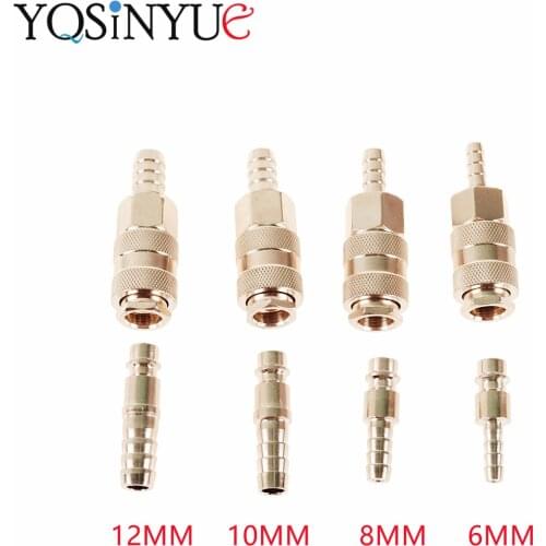 2PCS European Standard EU Euro Type Pneumatic Fitting Quick Connector Coupler For Air Compressor 6mm 8mm 10mm 12mm Hose Barb