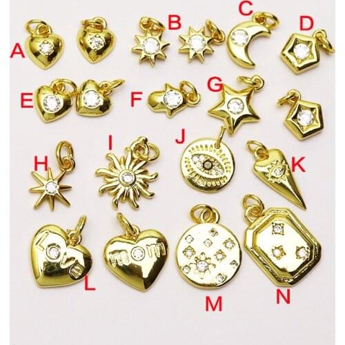 20 Pcs Zircon Tiny Mix shape necklace pendants Charms jewelry for women accessories zircon pendants beads 8155