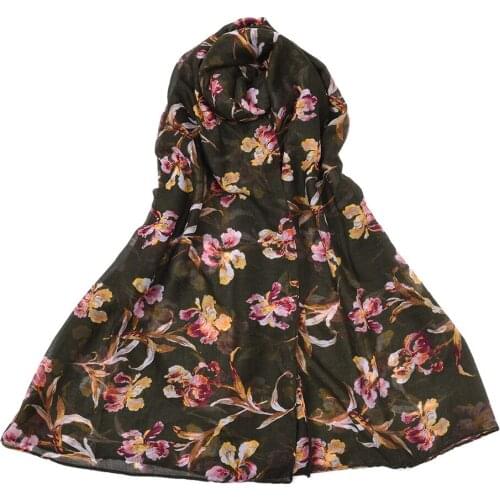 2021 Fashion Newest Floral Printed Pattern Cotton Voile Scarf Shawls Wraps Hijabs 7Colors 10pcs/lot