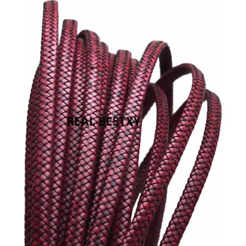 5m/lot approx 7*3.8mm Flat Genuine Leather Cord antique red Cow Leather Cords String Rope Bracelet Findings DIY Jewelry leather