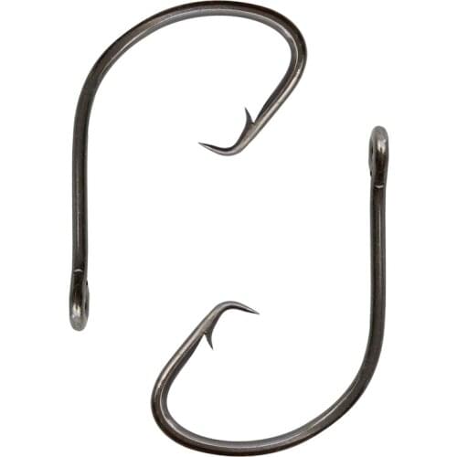 50pcs 7381 High Carbon Steel Fishing Hooks Black Wide Gap Offset Sport Circle Bait Fishing Hook Size 1 1/0 2/0 3/0 4/0 5/0