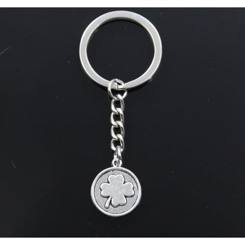 Lucky Irish Four Leaf Clover 21x18mm Pendant 30mm Key Ring Metal Chain Silver Color Men Car Gift Keychain Dropshipping