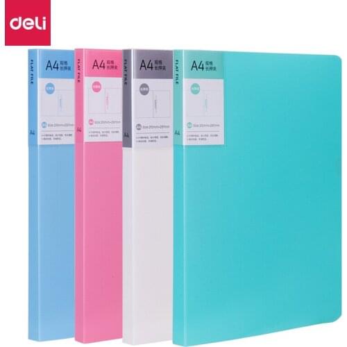 Deli Bright Color Series A4 Single Strong Clip + Insert Bag Hard File Folder Office Supplies 5055 Blue Red Document Organizer