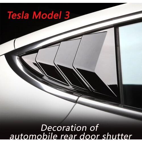 For Tesla Model 3 Rear Quarter Window Louver Spoiler Panel Side Deflector Blind Vent ABS Car Interior Accessories Sticker