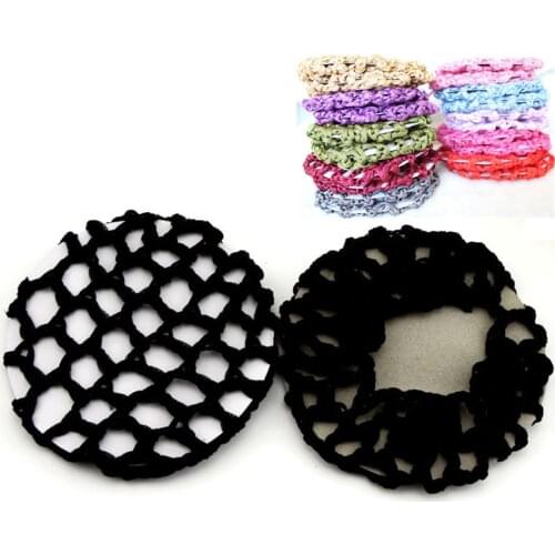 5pcs Hair Styling Hairnet Elastic Hair Snood Net Handmade Crochet Pearl Hairnet Heardress For Dance Performance Hairnet