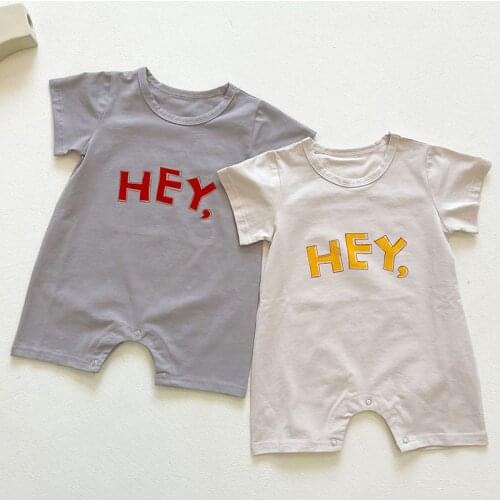 Korean Style Infant Baby Boys Girls Jumpsuit Short Sleeve Cotton Letter Summer Baby Girl Clothes Toddler Baby Girl Boys Romper