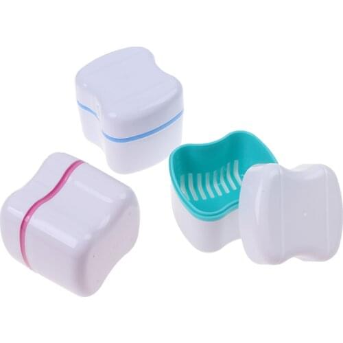 European Style Denture False Teeth Storage Box Case With Filter Screen Dental Appliance Cleaning Box