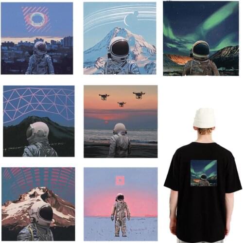 Cool astronaut stickers on Clothing patches Iron on transfers for Clothes boys iron on vinyl transfer badge iron on patches