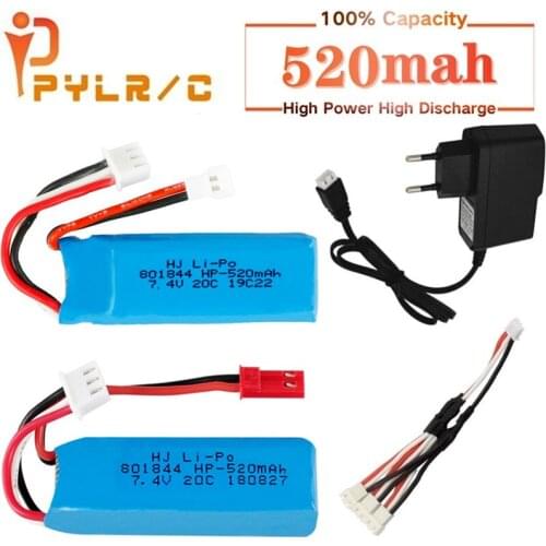 7.4v 520mah 20C lipo battery + Charger For wltoys XK A600 RC Airplane 2S 801844 7.4v battery for A202 A212 A222 A232 A242 A252