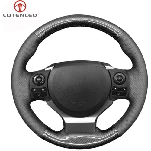 LQTENLEO Black Carbon Fiber Leather Car Steering Wheel Cover For Lexus CT200 IS200t IS250 IS300 IS350 NX200 NX300 RC200 RC200t