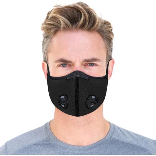 Outdoor Sports Face Masks For Men Black Dustproof Pm2.5 Mouth Masks Reusable Breathable Valves Maske Facemask No Decoration
