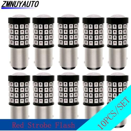 Flashing Strobe Blinking Brake Lights 1157 BAY15D P21/5W LED Bulbs replacement for Tail Brake Stop Lights, Brilliant Red 9-30V