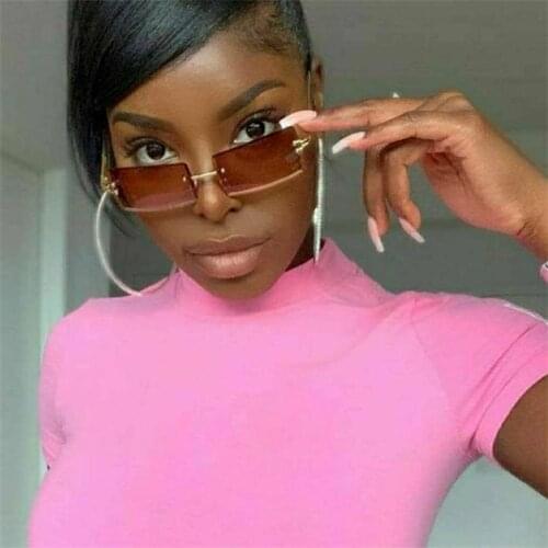 Fashion Cool Women Frameless Style Gradient Sunglasses 2021 Vintage Small Rectangle Brand Designer Sun Glasses Oculos De Sol