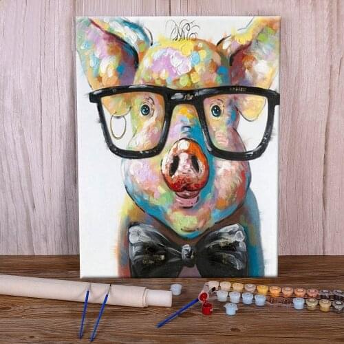 Animal Pig DIY Painting By Numbers Complete Kit Acrylic Paints 50*70 Picture By Numbers Photo Home Decor Crafts Drawing