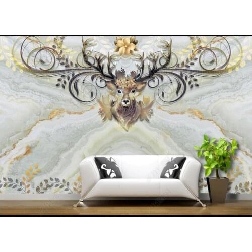 Custom mural 3d photo wallpaper European elk deer head antlers home decor living room wallpaper for walls 3 d in rolls