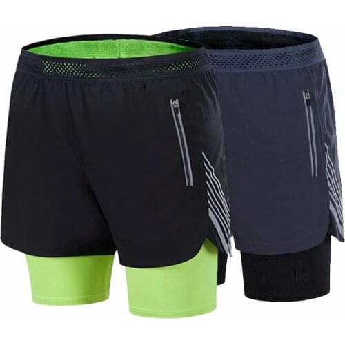 2021 New Summer Sports Shorts Mens Thin Loose Elastic Basketball Running Pants Quick-Drying Fake Two Pieces Of Fitness Clothes