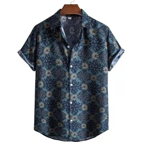 2021 new mens spring and autumn digital printing long-sleeved shirt mens lapel shirt