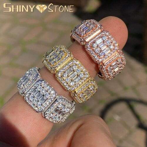 2021 High Quality Mens Ring Hip Hop Iced Out Bling Micro Pave Cubic Zircon Finger Ring Square CZ Paved Boy Jewelry