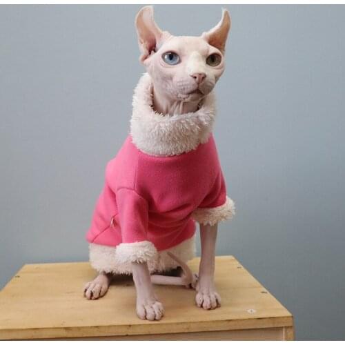 Cat Apparel Hairless cat Clothes Winter Warm Pink Pelvet Pet Clothes for Cats Sphynx Cat Outfits