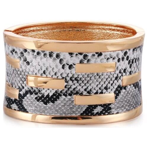 ORNAPEADIA 2021 New Snake Pattern Bracelet for Women Fashion Alloy Wide Side Open Bracelet Personality Niche Style Bracelet