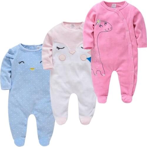 Newborn Baby Footies Onesie 3PCS Infant Clothing Boys Girls Pajamas Animal Jumpsuit Toddler Costumes Flannel Baby Rompers