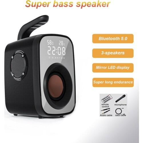 Wireless Bluetooth Speaker Portable Bass Mini Mobile Alarm Clock Small Audio Computer Car Subwoofer 3D Stereo Sound Mirrow Style