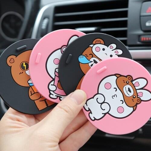 Cute Animals Cartoon Silicone Car Mug Coaster Portable Home Office Milk Coffee Mug Cup Mat Non-slip Car Cup Mats Cup Pad Coaster