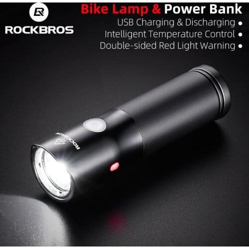 ROCKBROS Waterproof Bicycle Light LED USB Rechargeable Bike Light Side Warning 700 Lumens Bike Flashlight Power Bank 2000mAh
