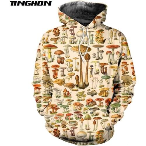 XS-7XL New Vintage Fashion Mens hoodies 3D All Over Printed Mushrooms Hoodies/Sweatshirt Harajuku streetwear sudadera hombre