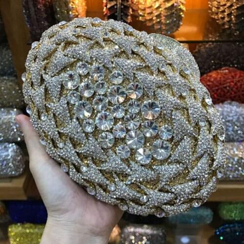 Hollow Out Silver Crystal gold/silver/green Women Evening Purse Bag Bridal Wedding Formal Dinner Metal Diamond Clutch Handbag