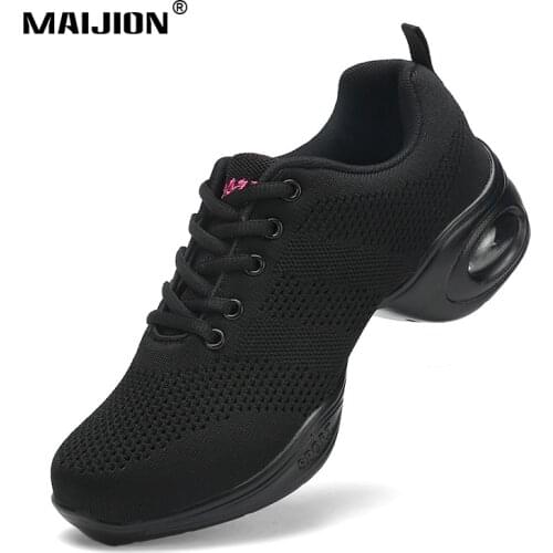 New Dance Shoes Women Air Cushion Fitness Sneakers Platform Breathable Mesh Girl Modern Jazz Hip Hop Performance Non Slip