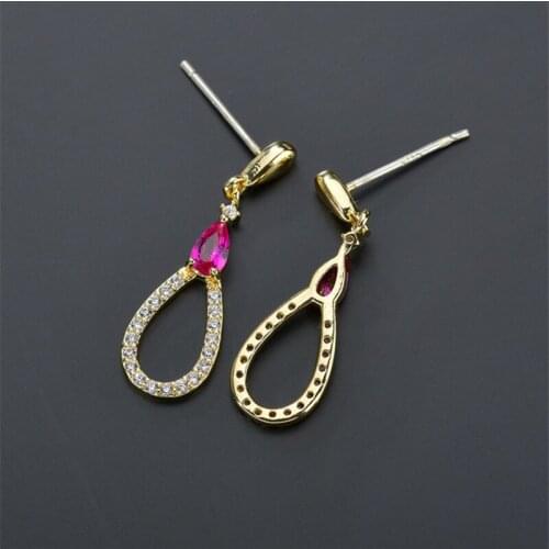 S 925 Silver Needle Copper Alloy 18K Gold Water Drop Stud Earrings For Women 2021 Trends New Net Celebrity Set 3A Zircon Jewelry
