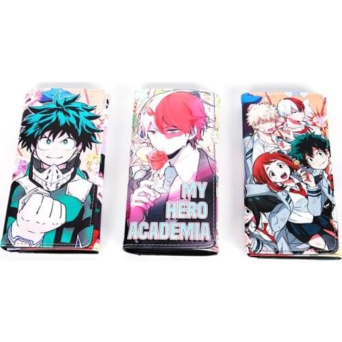 My Hero Academia Full Print Women Long Purse with Coin Pocket Pu Leather Anime Wallet All Might Cos ID Card Holder Money Bags