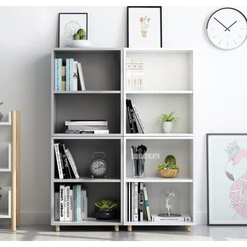 096-1 Modern Simple Bookshelf Cabinet Adjustable Clapboard Bookcase Beech Leg 2-Tier Bookrack Solid Wood Particulate Board