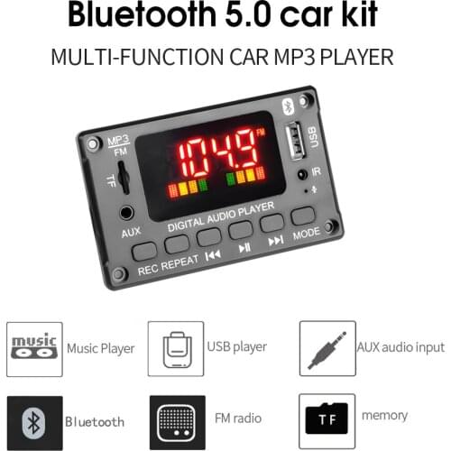 2*40W 7V-26V Amplifier Mp3 Player Module Bluetooth-Compatible 5.0 Handsfree MP3 Decoder Board 12V Fm Radio Wireless Music Kit