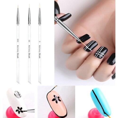 3pcs/set Nail Art LinerDrawing Painting Manicure Pen 3D Tips DIY Acrylic UV Gel Brushes Drawing Flower Line Grid Manicure Tools