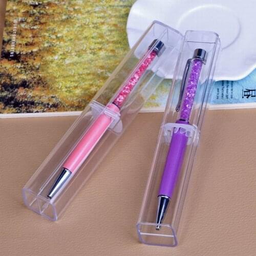 500pcs Retail box Pen boxes Plastic Transparent case Pen holder Gift for promotional crystal pen packaging box