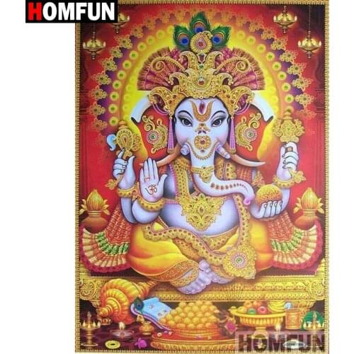 HOMFUN Full Square/Round Drill 5D DIY Diamond Painting "Religious elephant" Embroidery Cross Stitch 5D Home Decor Gift A08893