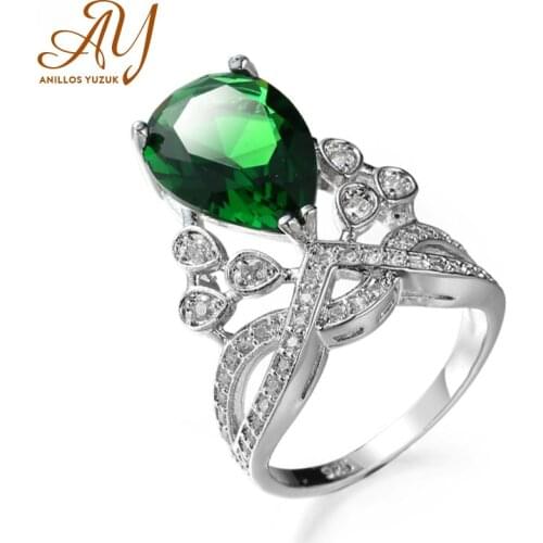 Anillos Yuzuk Hot Sale Created Nano Emerald Ring 925 Sterling Silver Rings For Women Engagement Ring Gemstonesn Fine Jewelry
